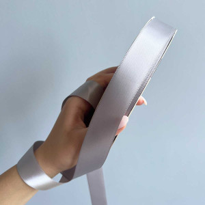 Лента атлас Ding Xin 2.5 см * 90 м - #1010 Серебряный . Photo 3
